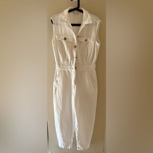 Zara White Sleeveless Jumpsuit